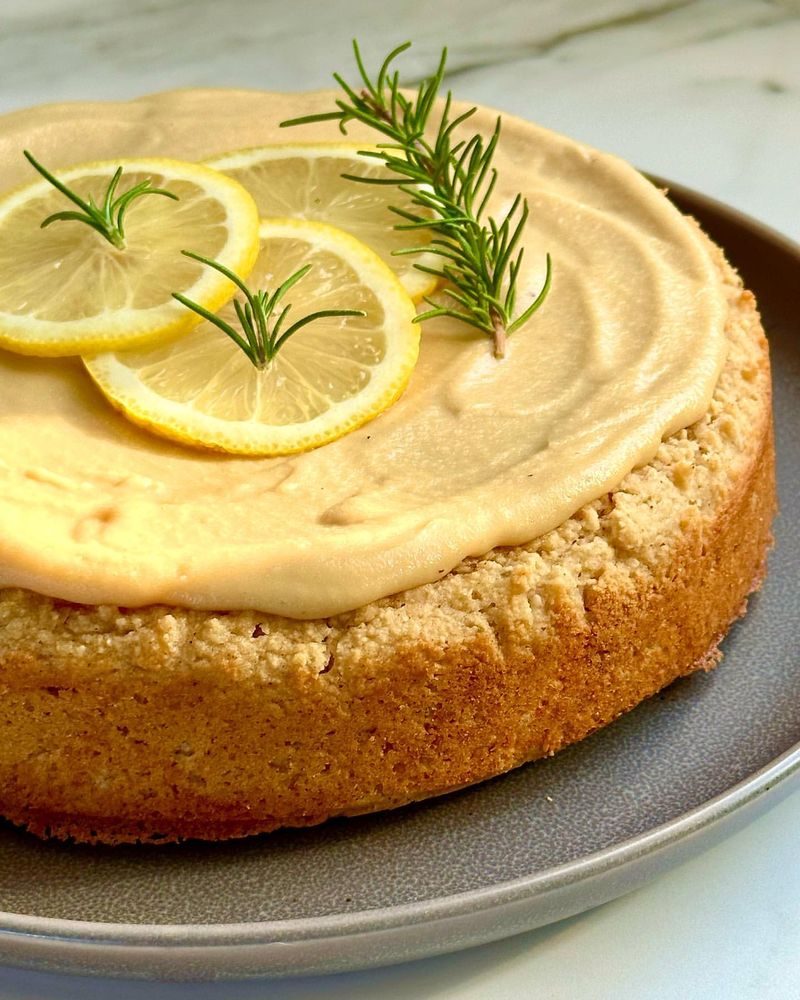 Rosemary Olive Oil Cake with Lemon Basil Sorbet