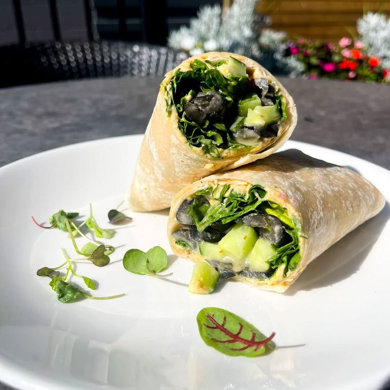 Spinach & Lemon Hummus Egg Wraps