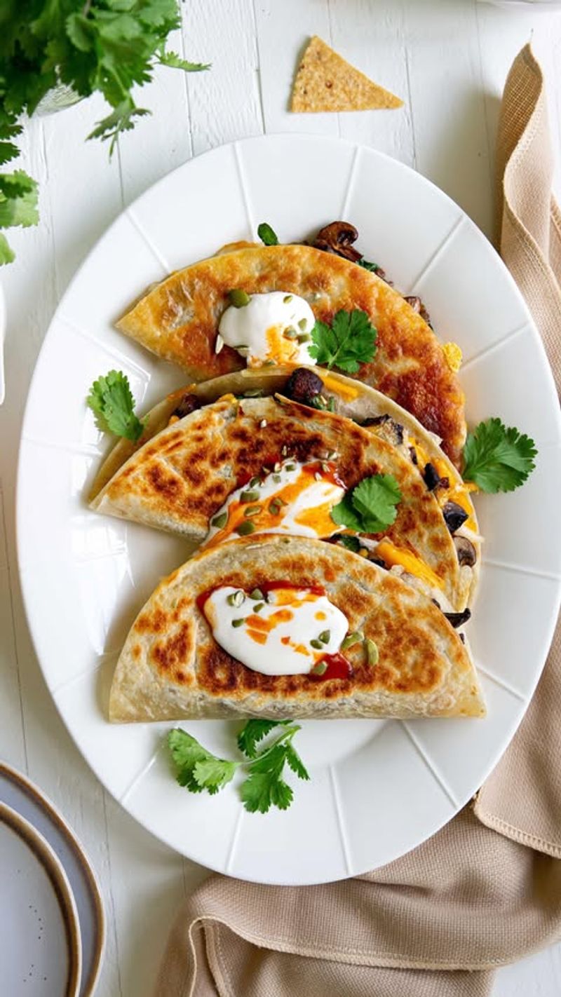 Spinach and Mushroom Quesadillas