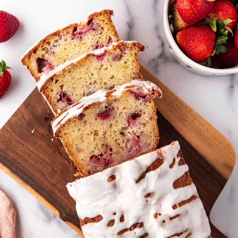 Strawberry Basil Loaf Cake