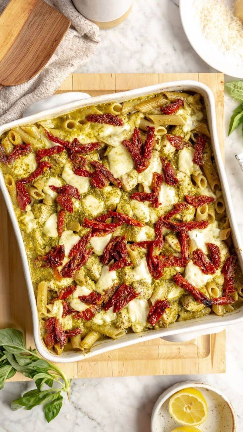 Sun-Dried Tomato Pesto Pasta Bake