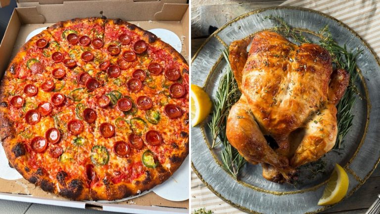 pizza and rotisserie chicken