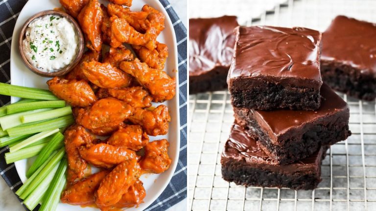 chicken wings and brownies
