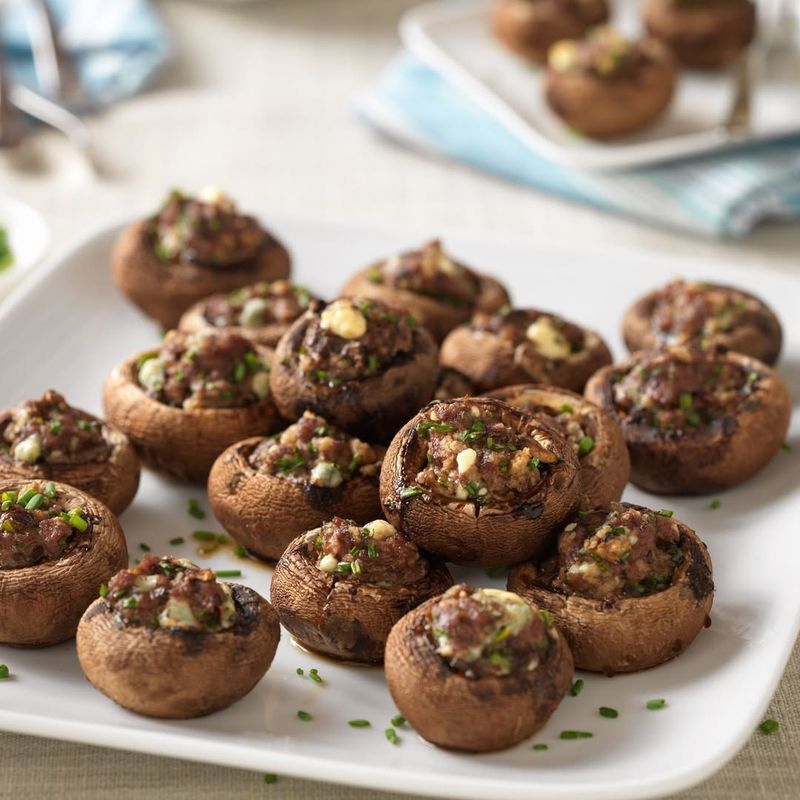 Beef And Cheese Stuffed Mushrooms