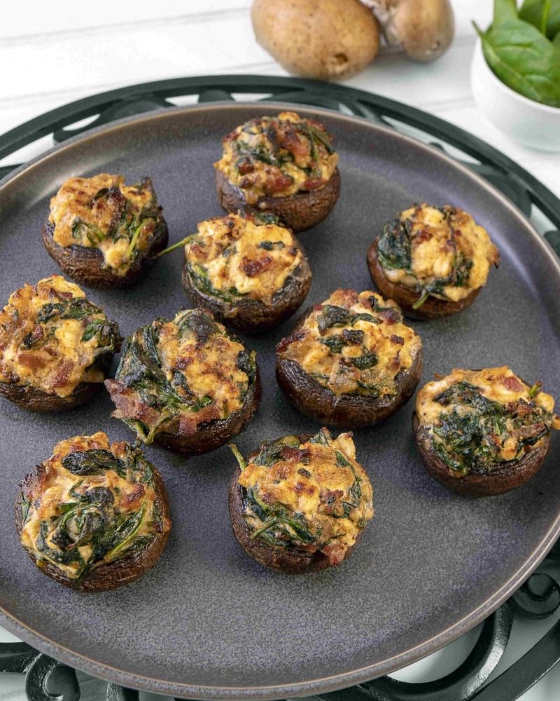 Beef and Spinach Stuffed Mushrooms
