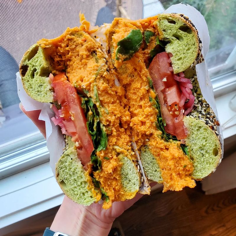 Red Pepper And Hummus Sandwich