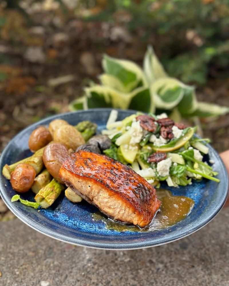 Maple Glazed Salmon With Roasted Vegetables