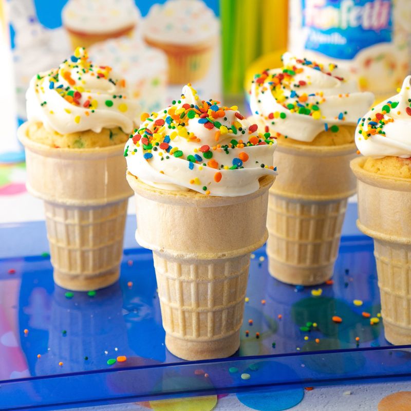 Funfetti Ice Cream Cone Cupcakes