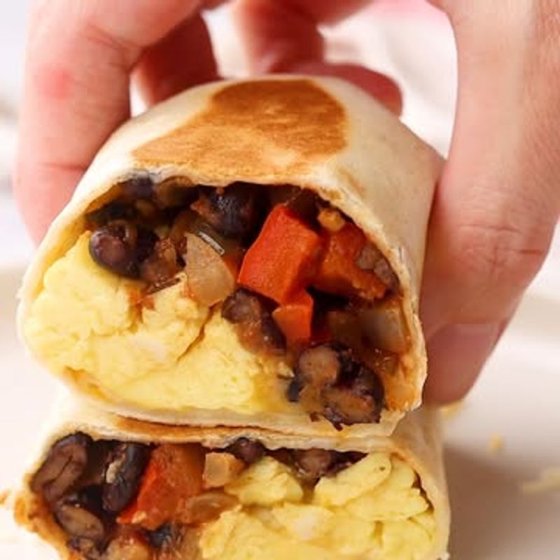 Breakfast Burrito With Beans & Scrambled Eggs
