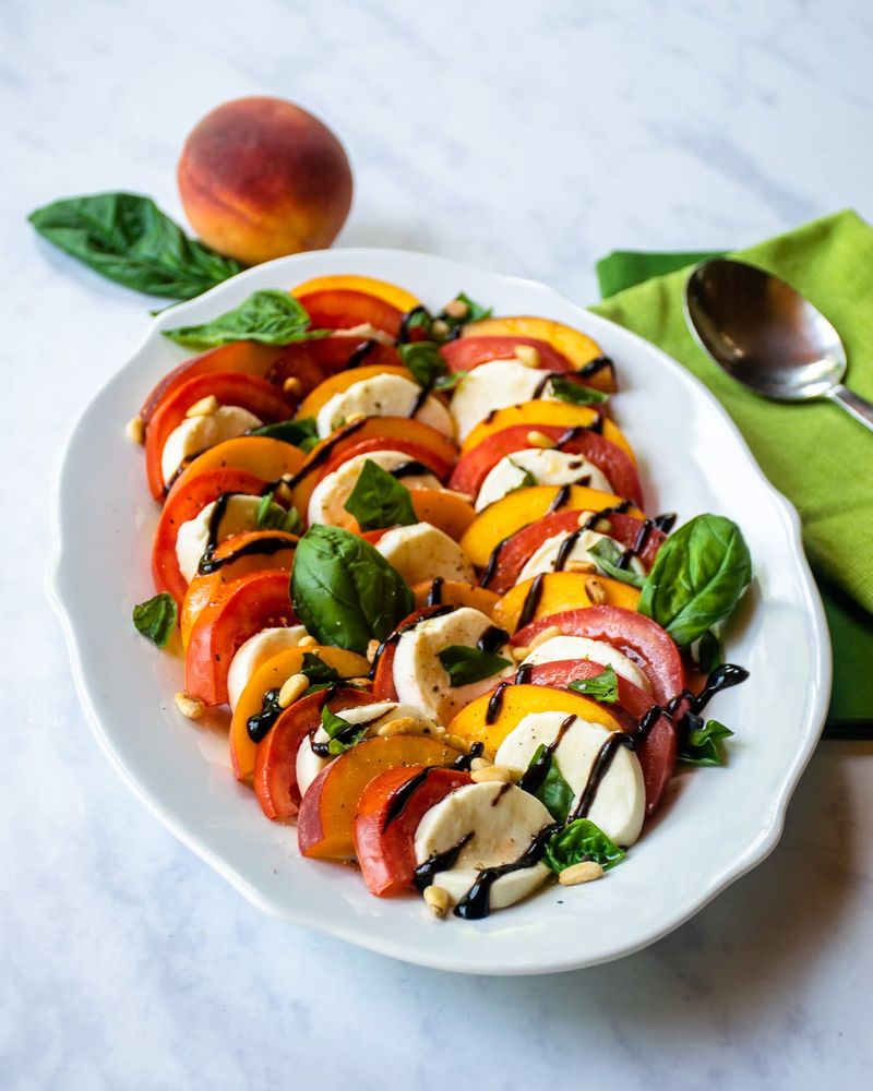 Peach Basil Caprese Salad