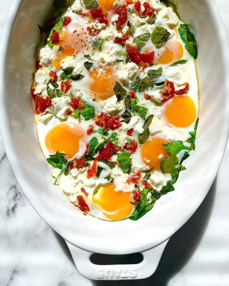 Baked Eggs With Spinach & Feta