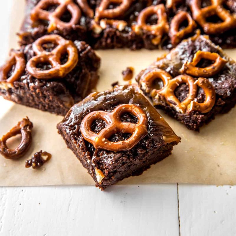 Salted Caramel Pretzel Brownies