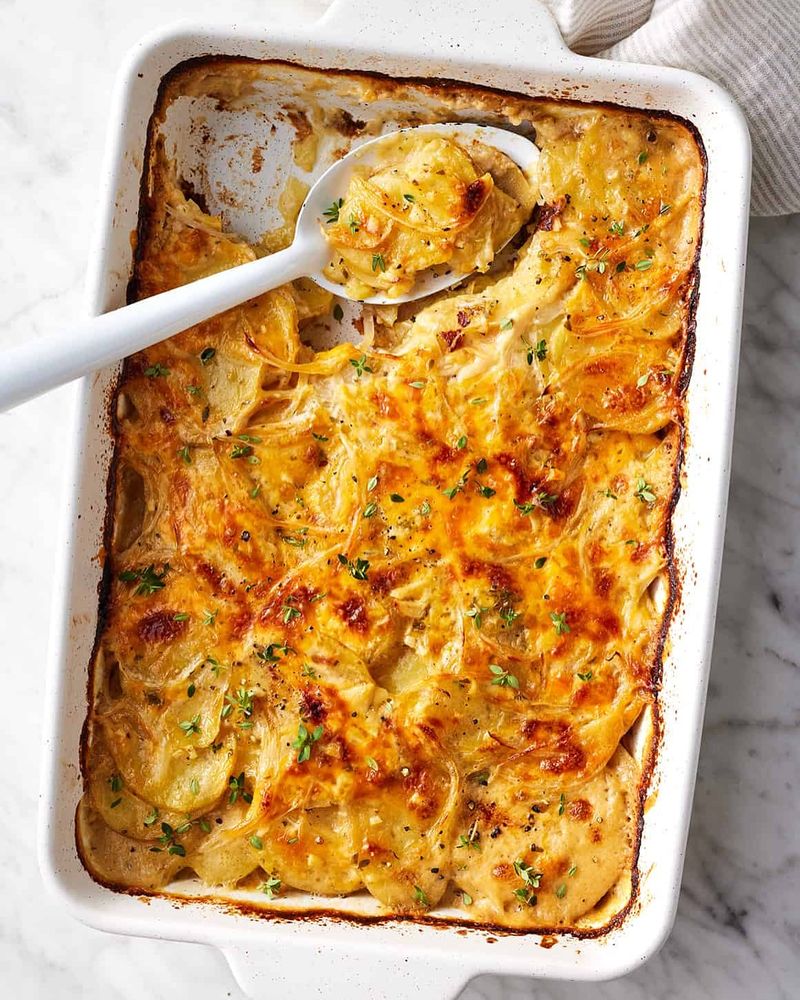 Cheesy Broccoli And Potato Gratin