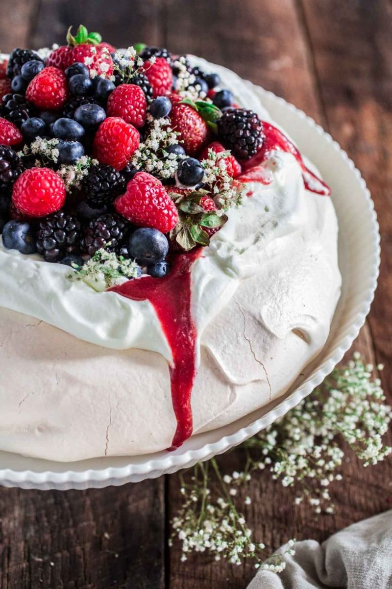 Minty Blueberry Pavlova