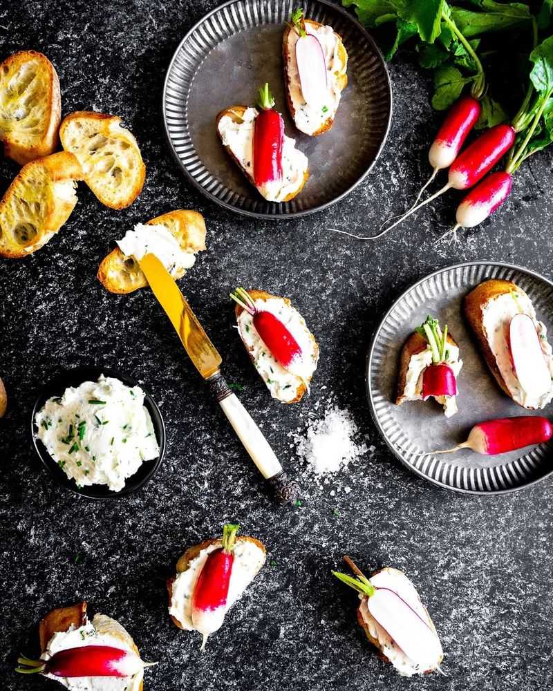 Radish And Herb Butter Crostini