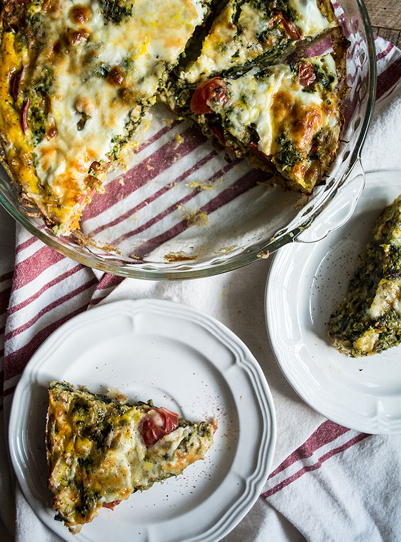 Okra And Spinach Quiche