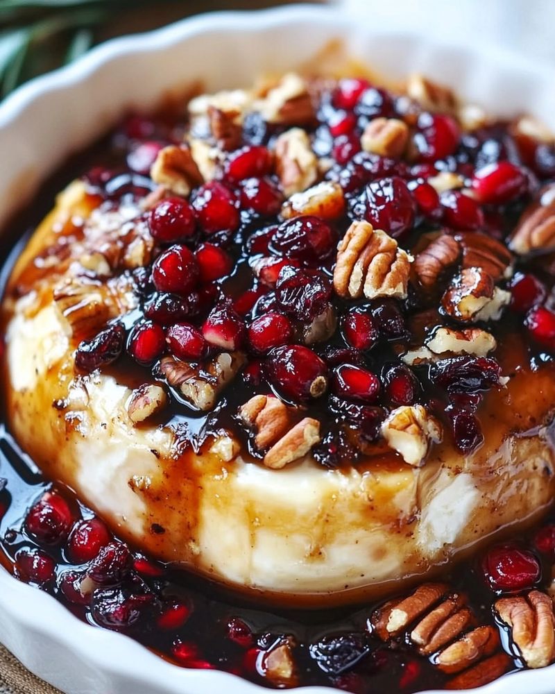Baked Brie with Honey And Cranberries