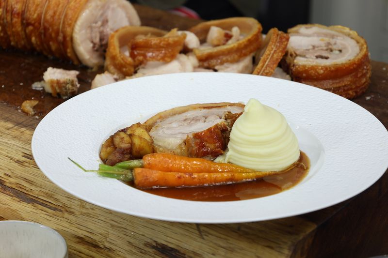 Slow-Roasted Pork Belly With Apple Sauce