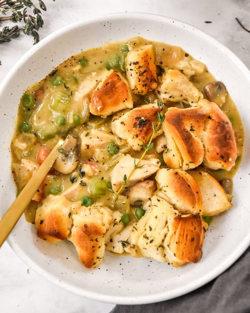 Chicken Pot Pie With A Biscuit Crust
