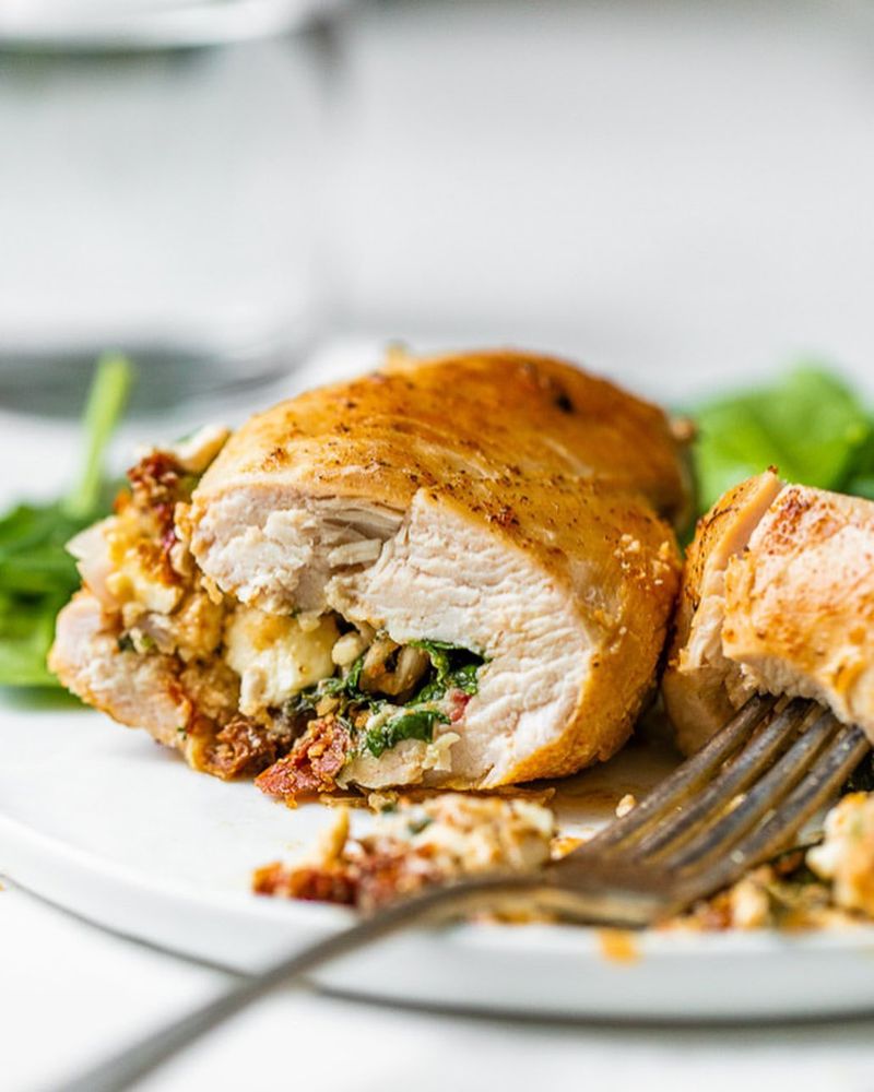Salmon And Feta Stuffed Chicken Breasts