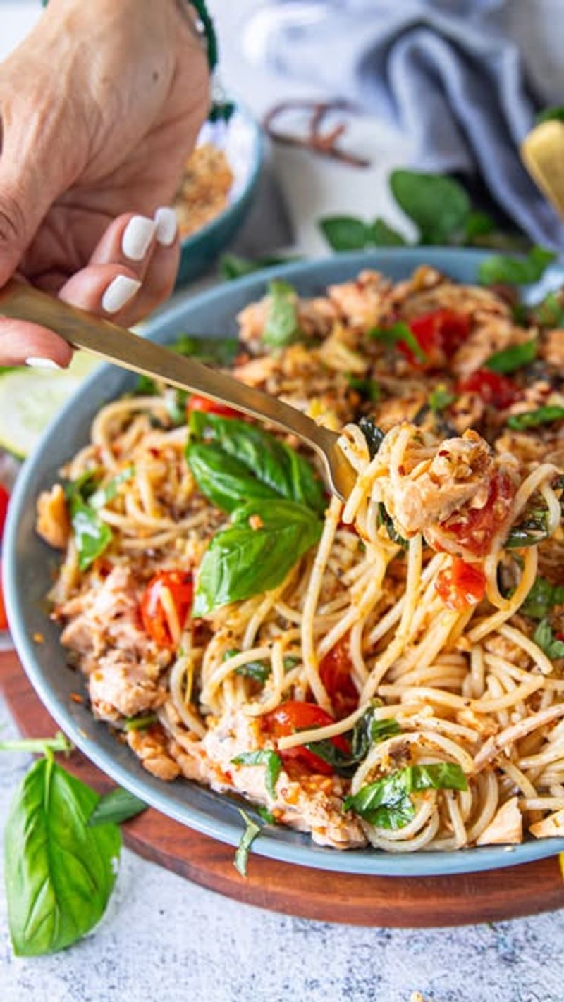 Salmon And Asparagus Pesto Pasta