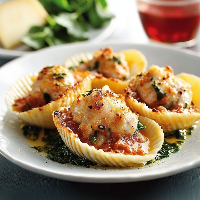 Scallop and Spinach Stuffed Shells