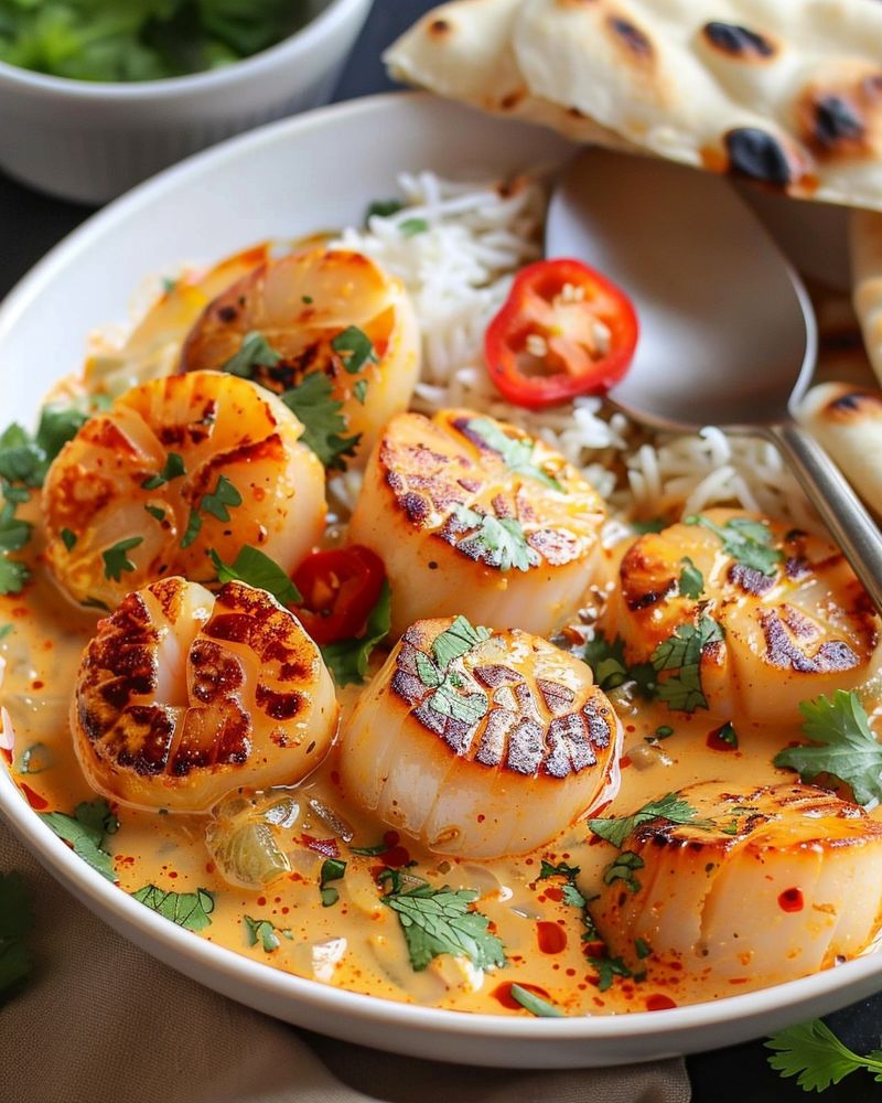 Curried Scallops with Coconut Milk