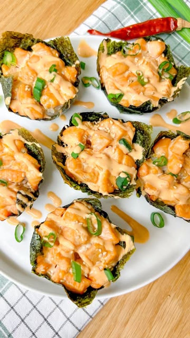 Salmon Spinach Stuffed Mushrooms