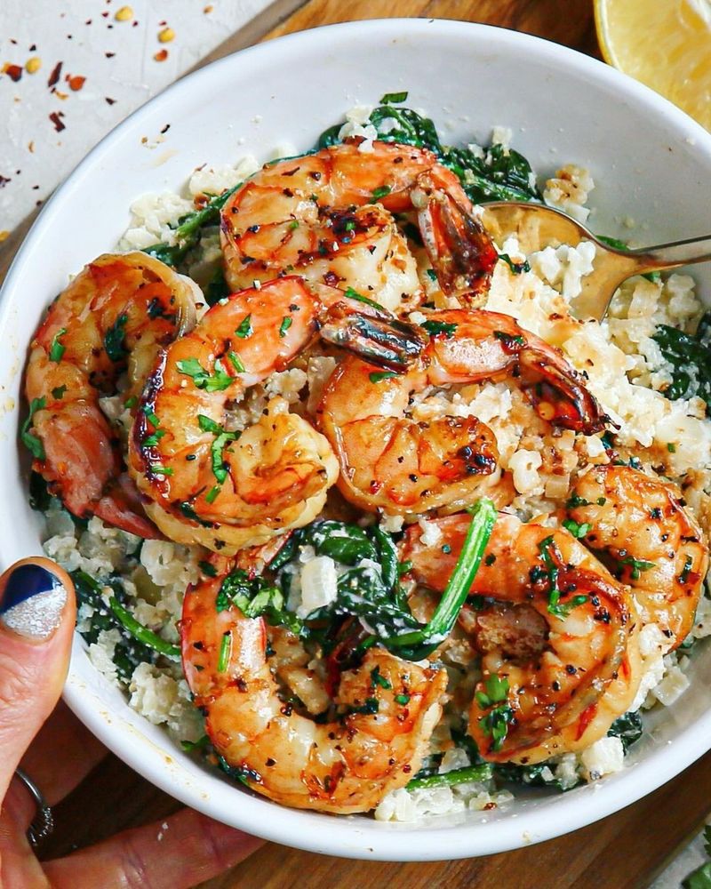 Shrimp And Cauliflower Grits