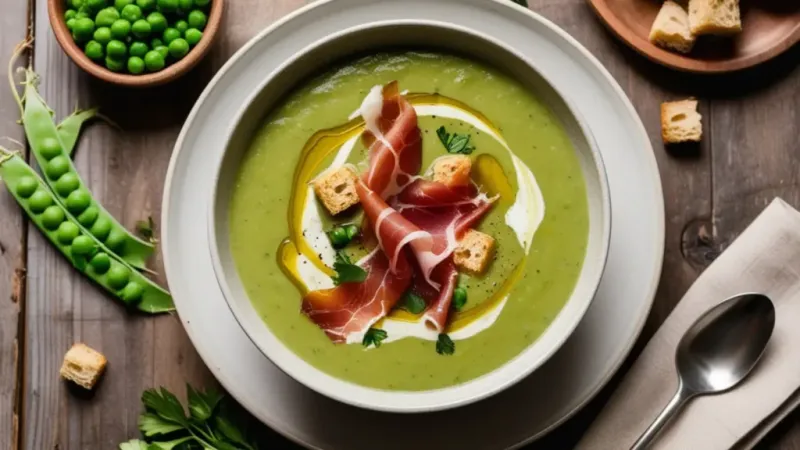 Minted Pea Soup With Crispy Prosciutto
