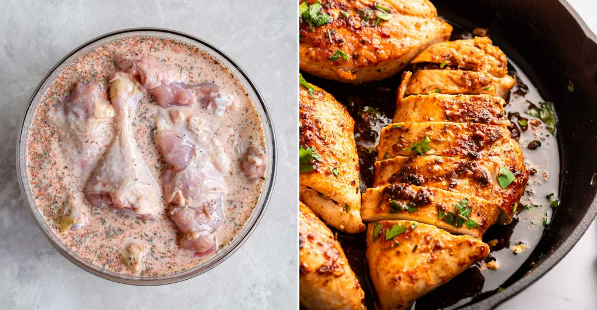 tasty chicken with fried butter