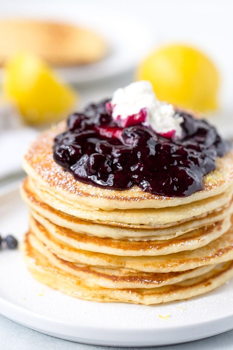 Lemon Ricotta Pancakes With Berry Compote