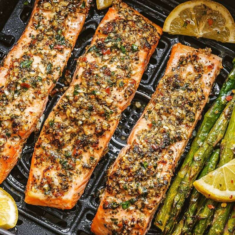 Air Fryer Salmon & Asparagus