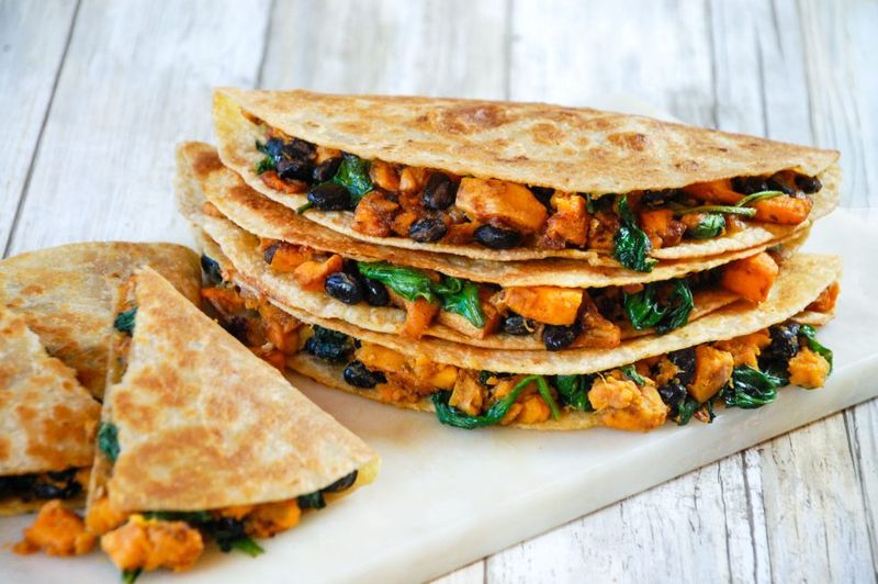 Loaded Sweet Potato And Black Bean Quesadillas