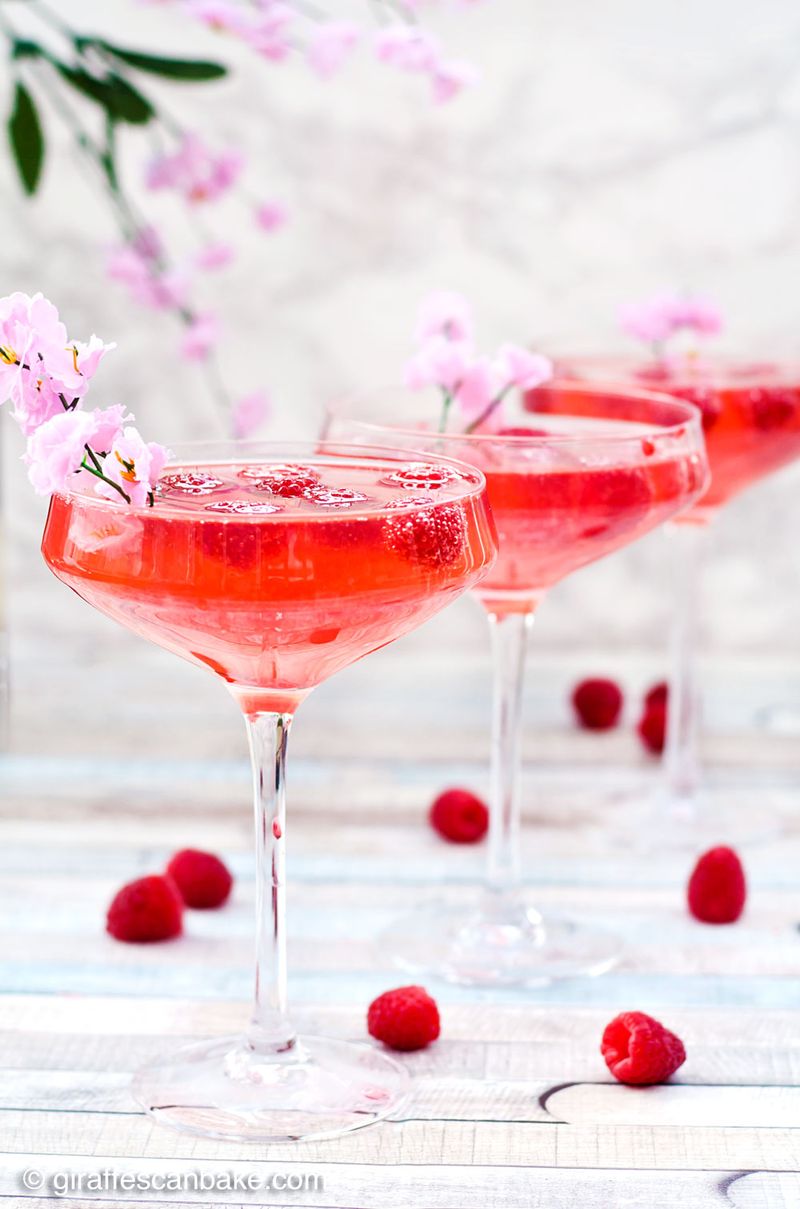 Raspberry Rose Champagne Cocktail