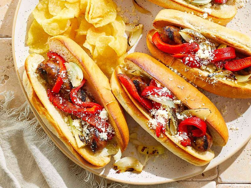 Grilled Sausage And Peppers Hoagies