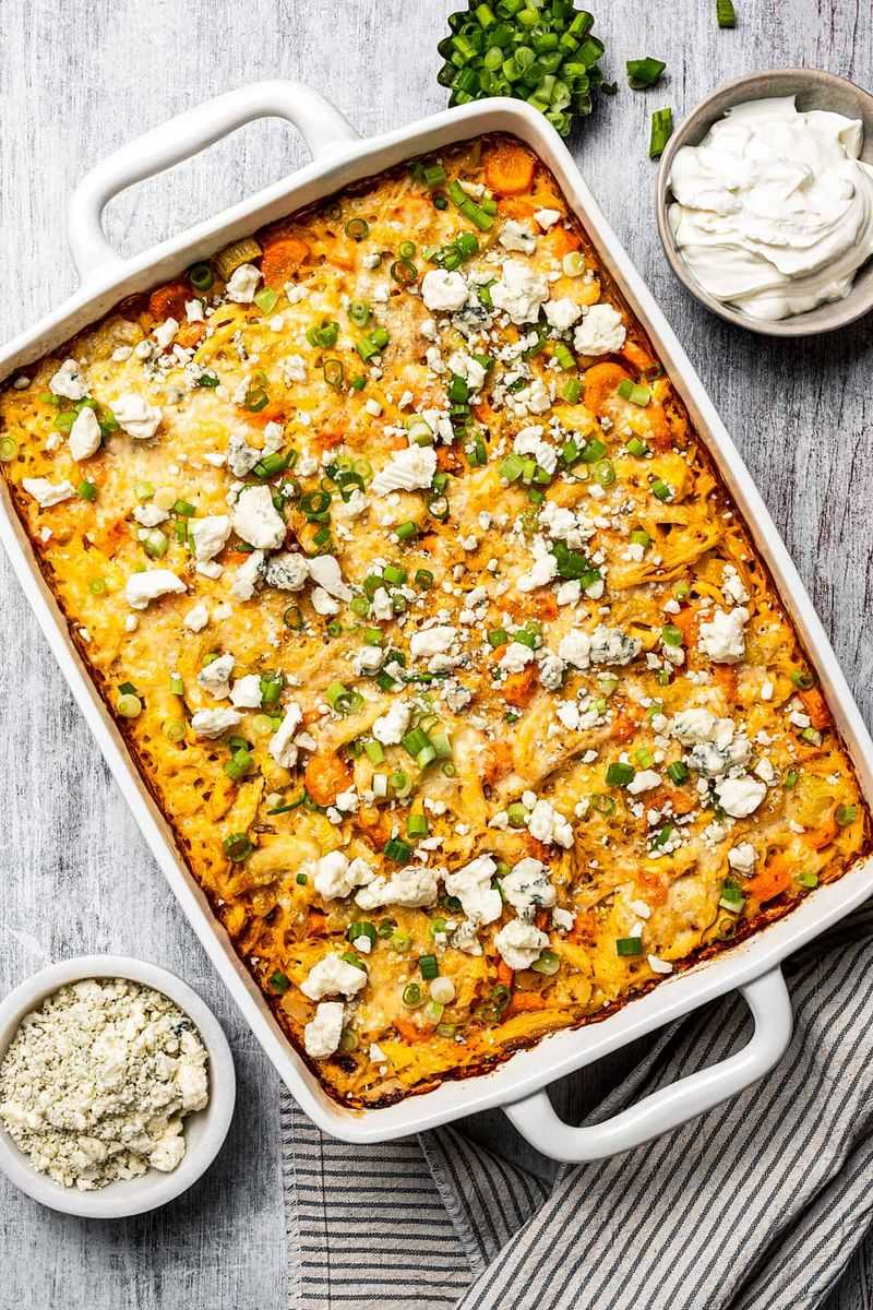 Buffalo Chicken Rice Bake