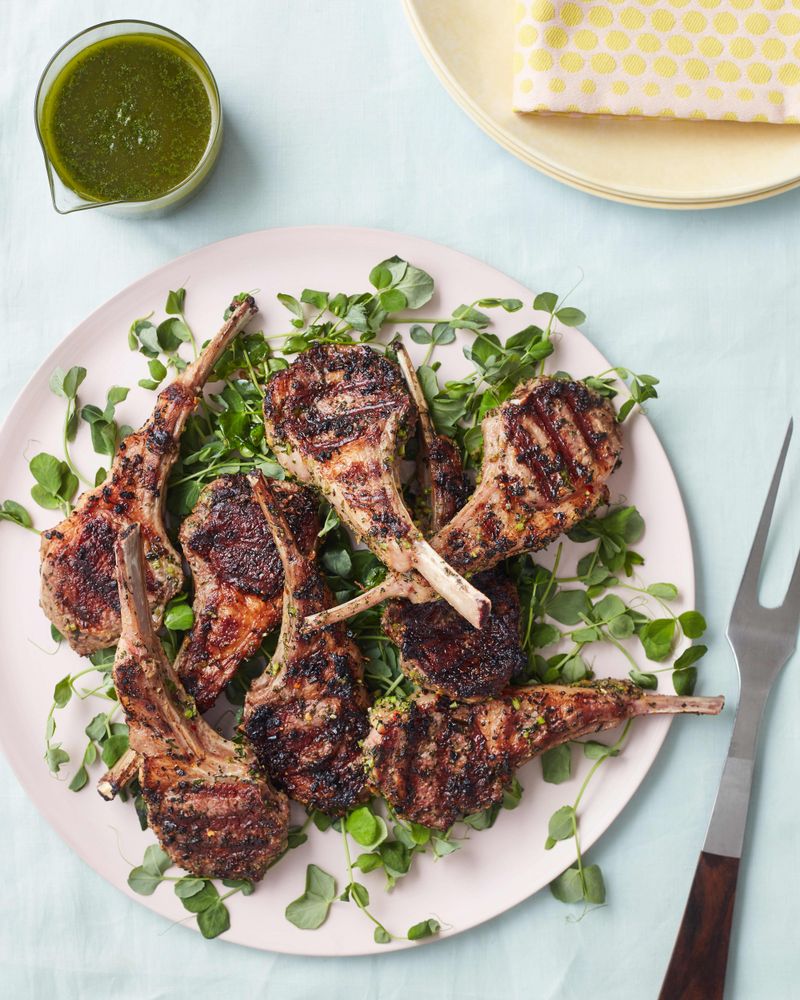 Grilled Lamb Chops With Mint Chimichurri