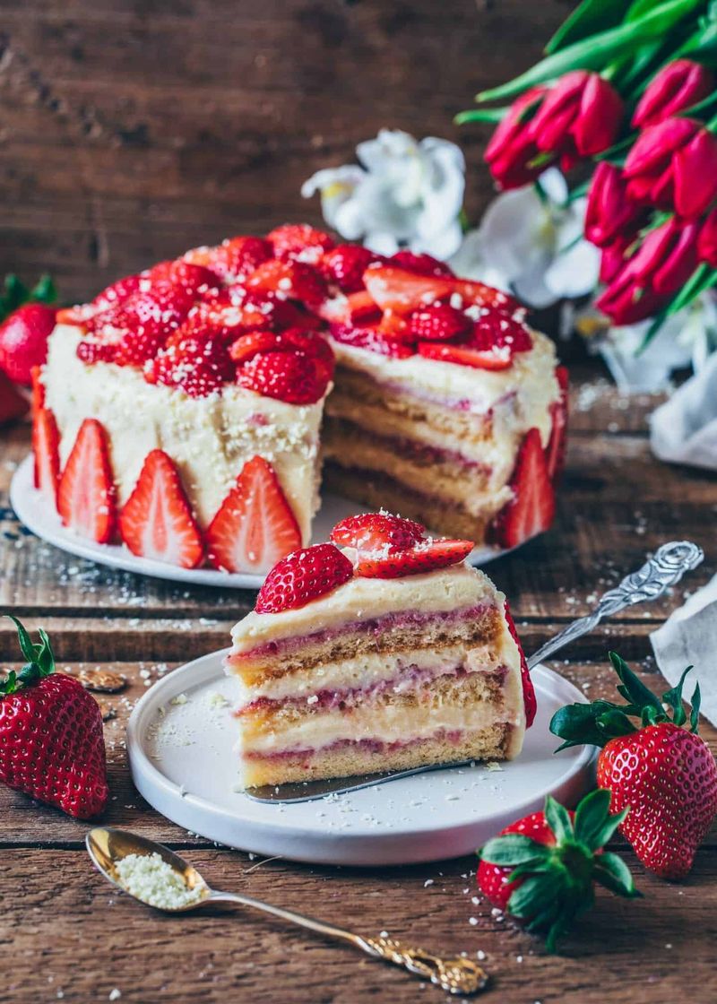 Strawberry Basil Mascarpone Cake
