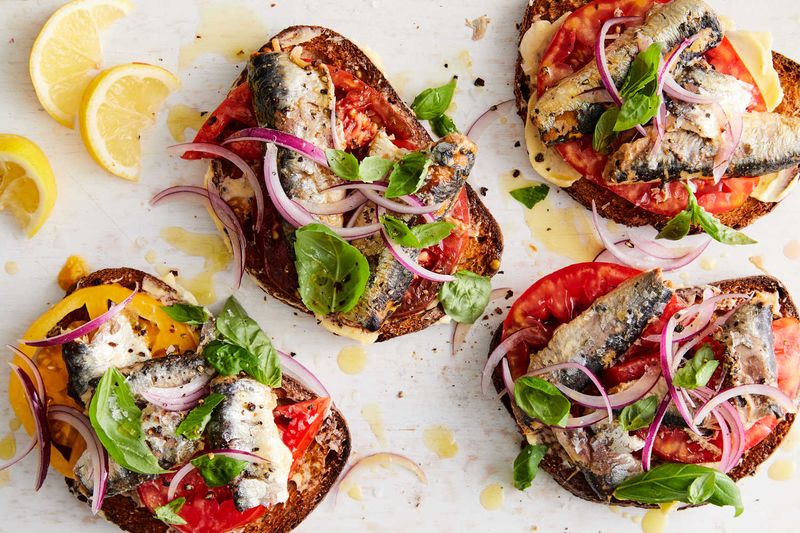 Sardines On Rye With Microgreens