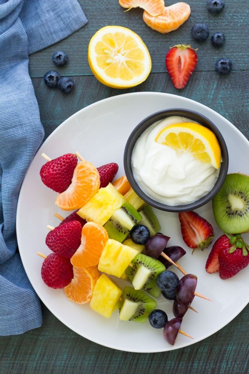 Fresh Fruit Skewers With Yogurt Dip