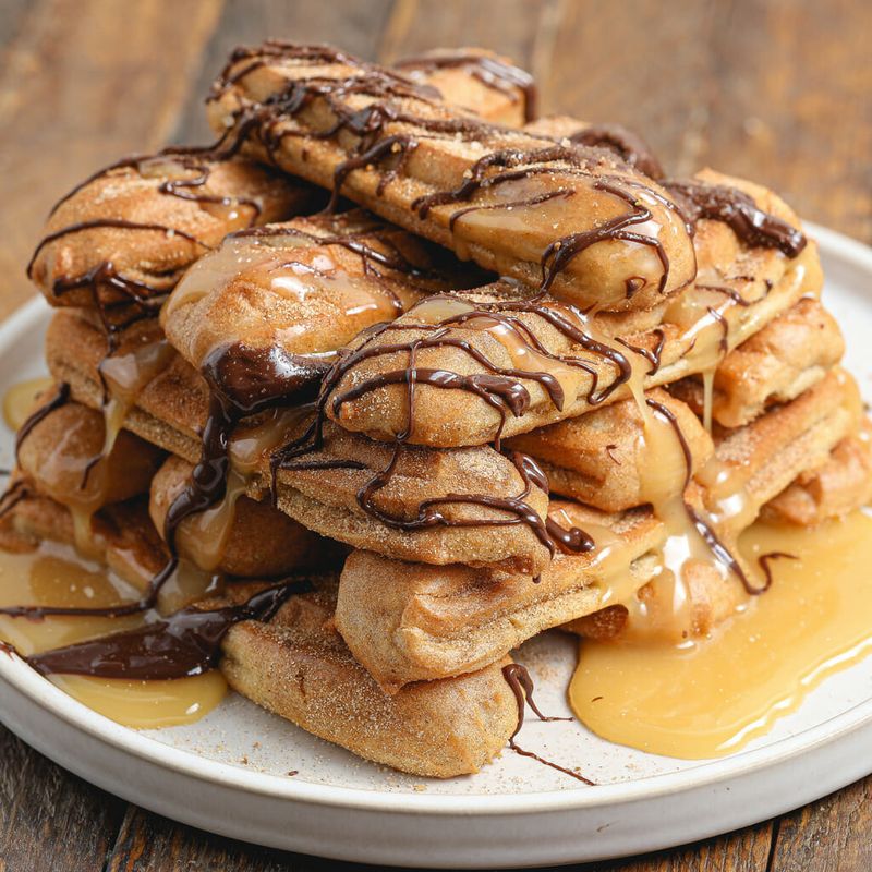 Churro Waffles With Dulce de Leche