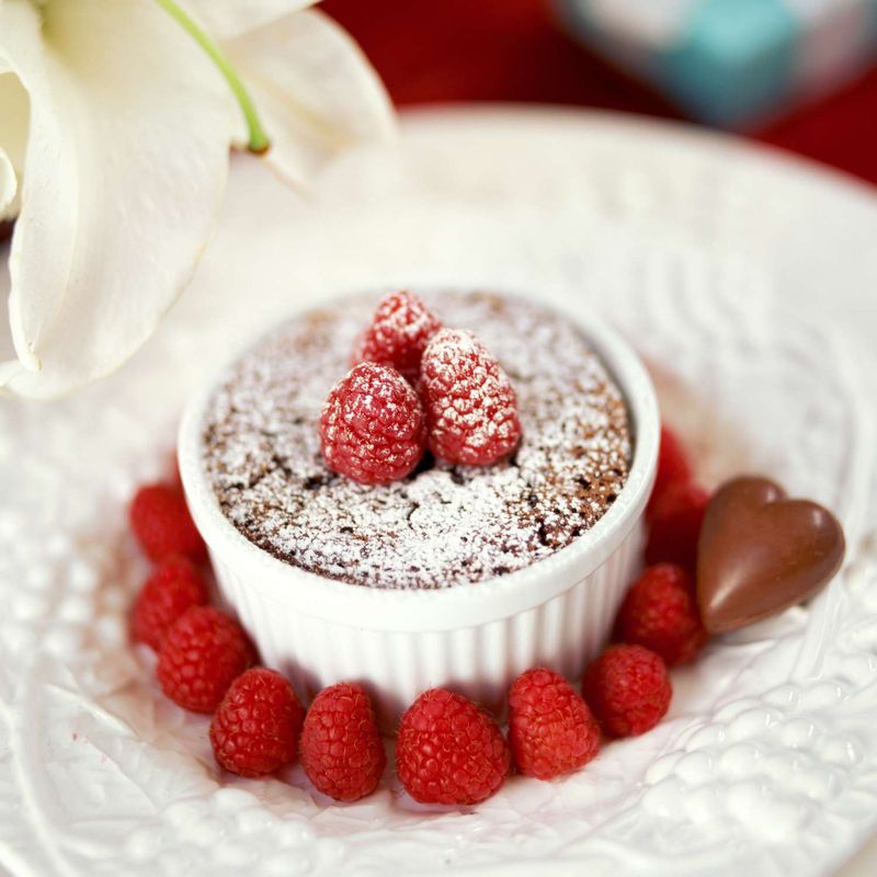 Chocolate Soufflé With Raspberry Sauce
