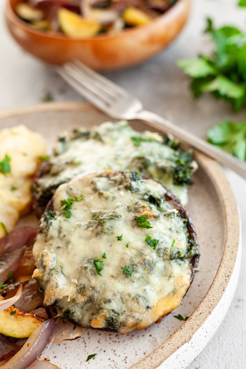 Coconut And Spinach Stuffed Mushrooms
