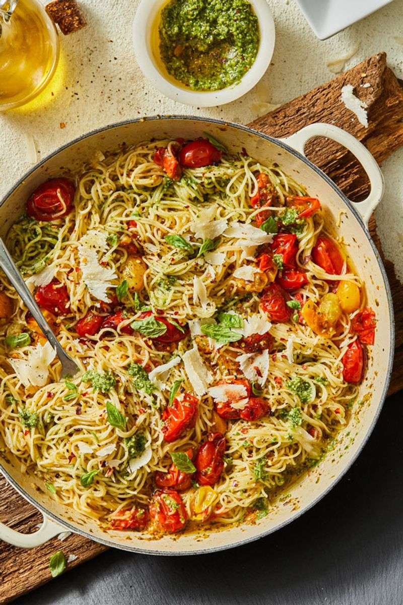 Pesto Pasta With Roasted Tomatoes