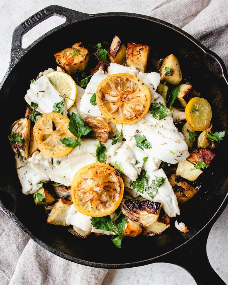 Lemon Herb Canned Chicken Skillet