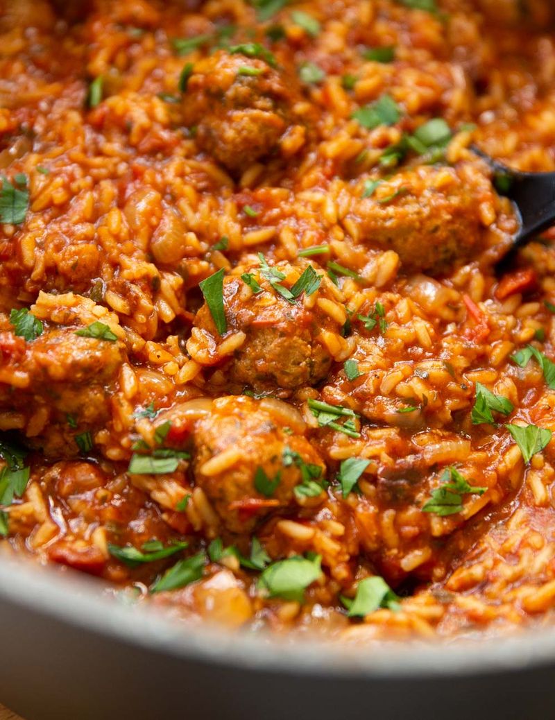 Meatball And Rice Hot Dish
