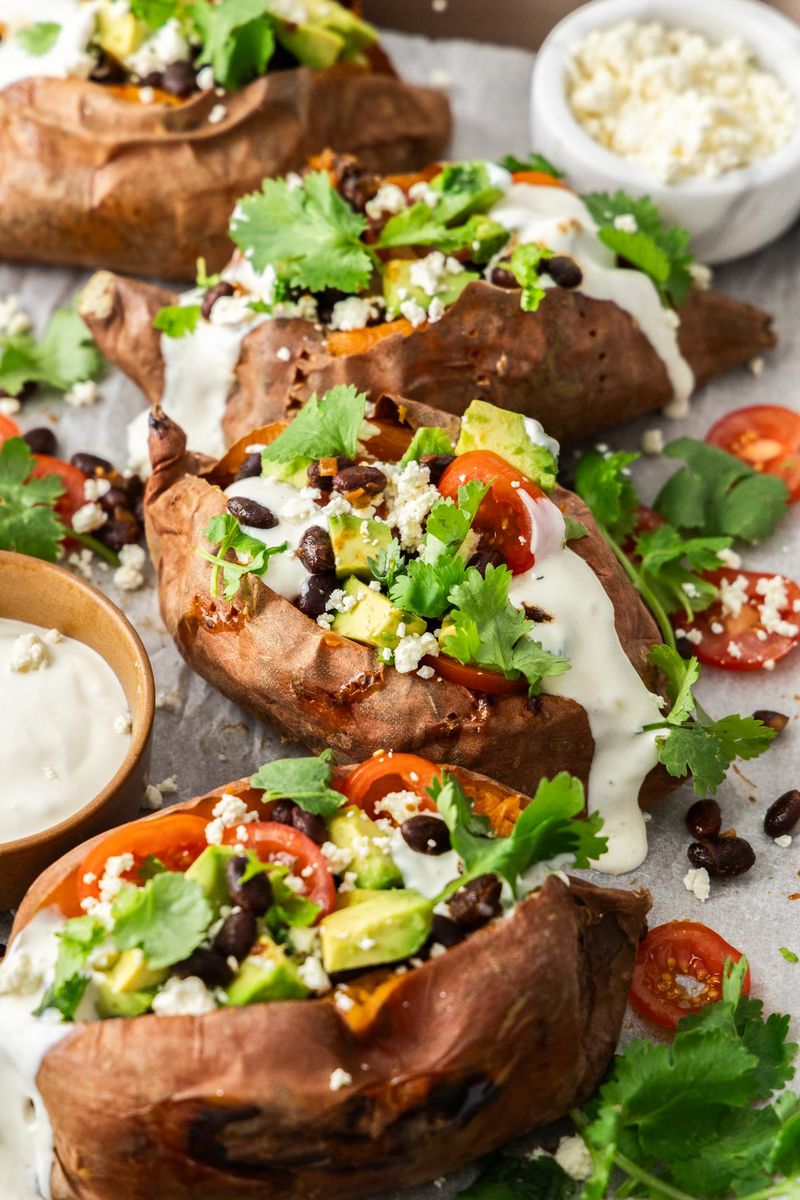 Spicy Black Bean Stuffed Sweet Potatoes