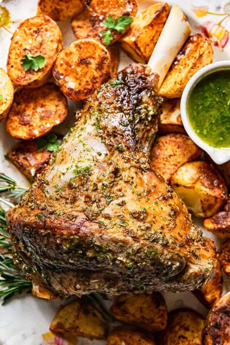 Roasted Spring Lamb With Mint Sauce