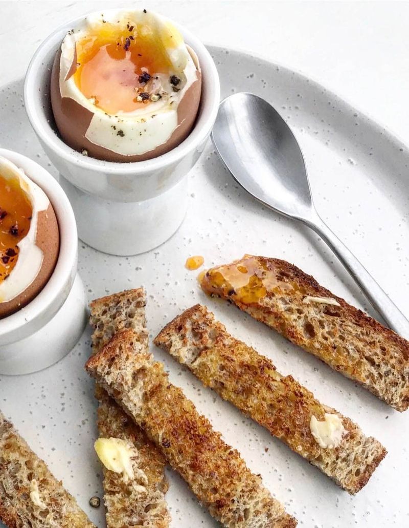 Soft-Boiled Eggs Over Toast Soldiers
